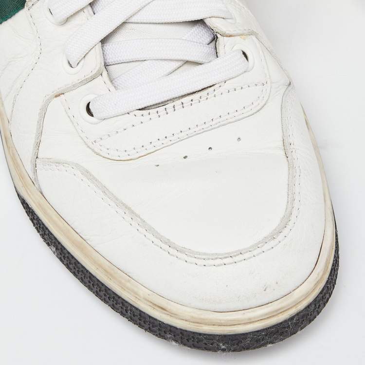 Pre Owned Gucci White/Black Leather Ace Web Detail Low Top Sneakers Size 39