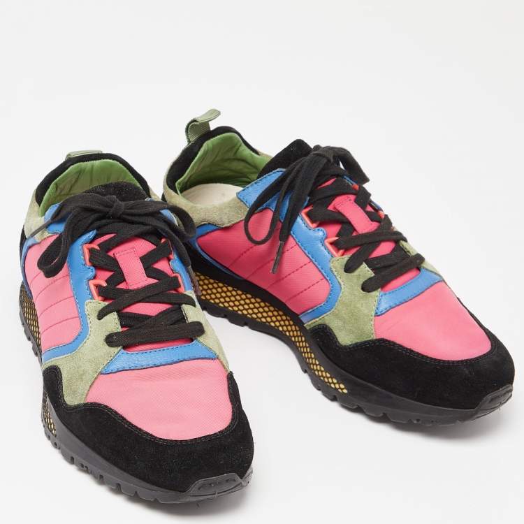 Pre Owned Gucci Multicolor Suede and Nylon Icaro Sneakers Size 40.5