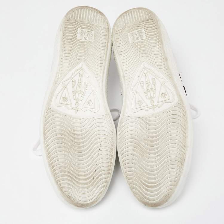 Pre Owned Gucci White Leather Embroidered Snake Ace Sneakers Size 41