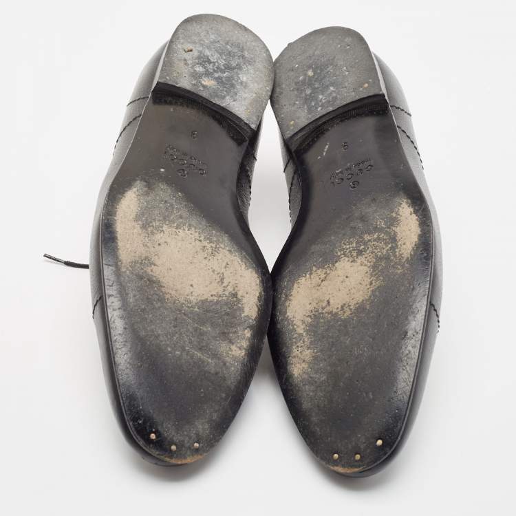مملوكة مسبقًا Gucci Black Leather Lace Up Oxfords Size 43