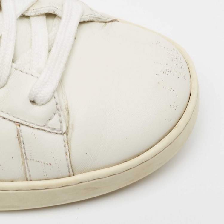 Pre Owned Gucci White Leather New Ace Low Top  Sneakers Size 42