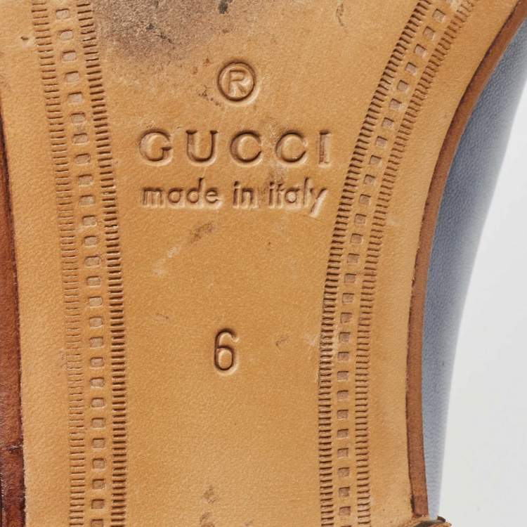 Pre Owned Gucci Blue Leather Web Horsebit Loafers Size 40