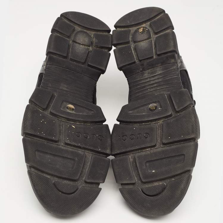 Pre Owned Black Leather and Mesh Flashtrek Sneakers Size 43.5
