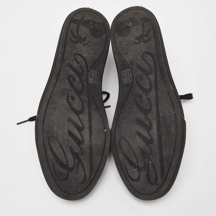 Pre Owned Gucci Black Leather Low Top Sneakers Size 43