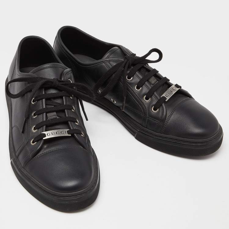 Pre Owned Gucci Black Leather Low Top Sneakers Size 43