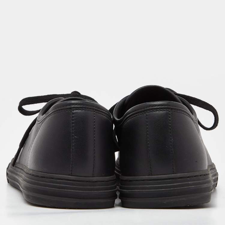 Pre Owned Gucci Black Leather Low Top Sneakers Size 43