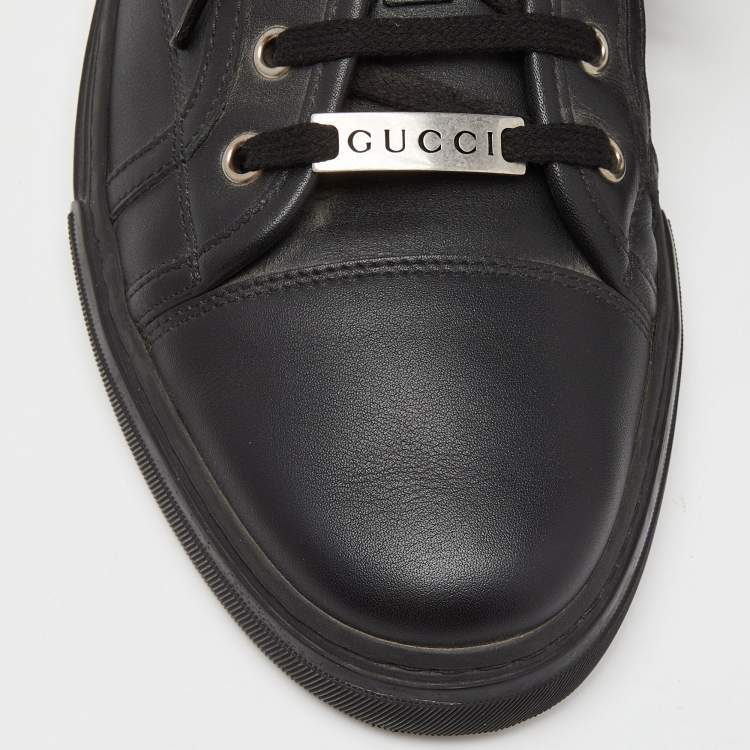 Pre Owned Gucci Black Leather Low Top Sneakers Size 43