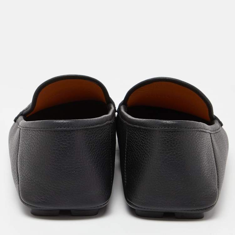 Pre Owned Gucci Black Leather Horsebit Slip On Loafers Size 41