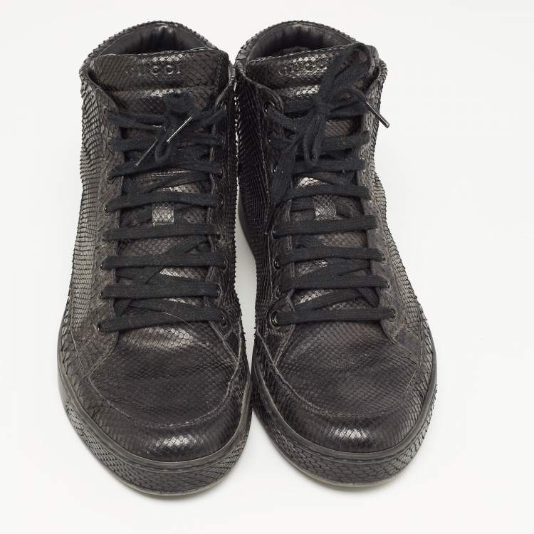 Pre Owned Gucci Black Python High Top Sneakers Size 44.5