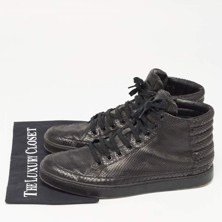 Pre Owned Gucci Black Python High Top Sneakers Size 44.5
