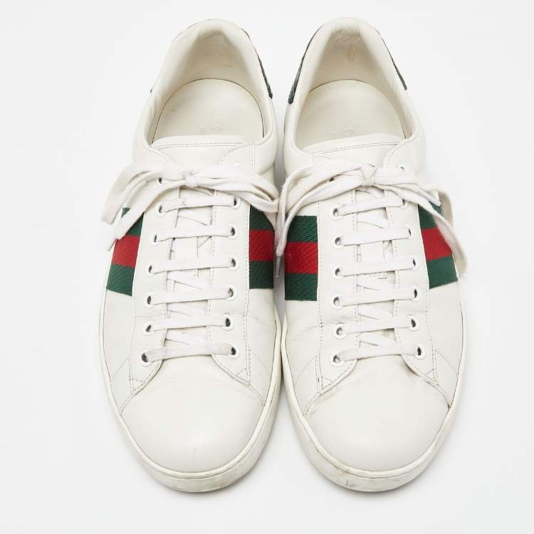 مملوكة مسبقًا Gucci White Leather Ace Low Top Sneakers Size 44