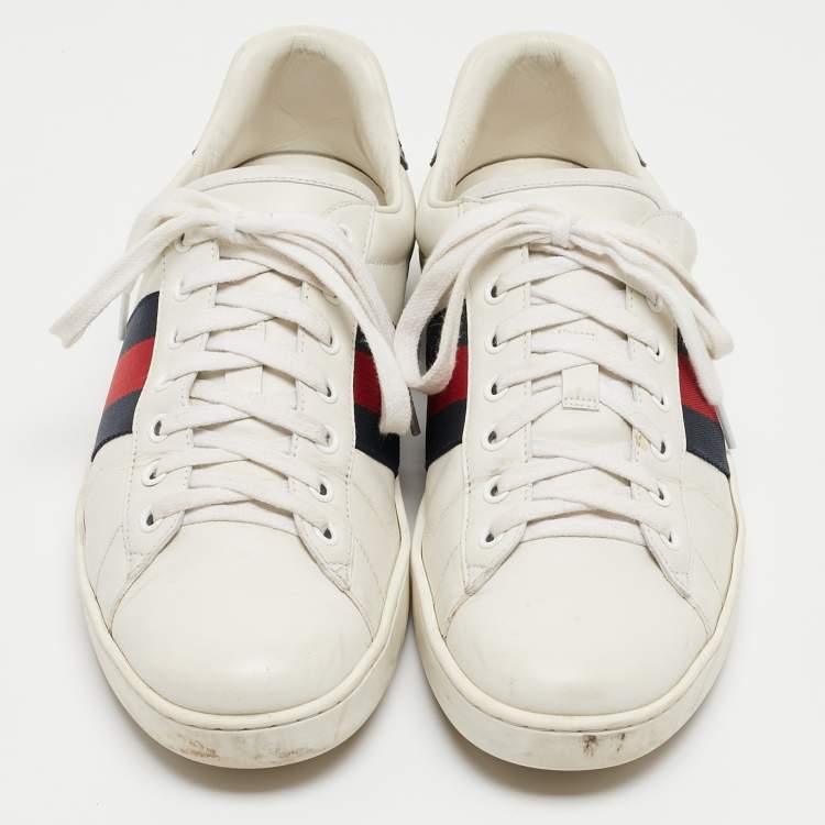 Pre Owned Gucci White Leather Ace Low Top Sneakers Size 42