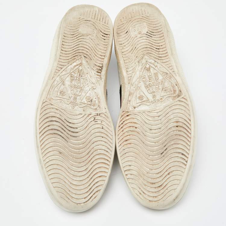 Pre Owned Gucci White Leather Web Ace Low Top Sneakers Size 42.5