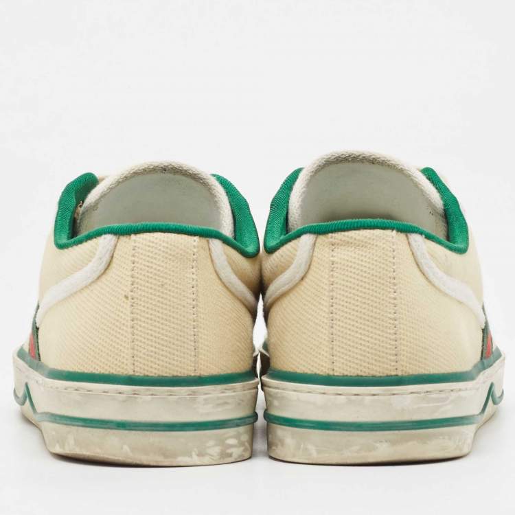 Pre Owned Gucci Cream Canvas Tennis 1977 Sneakers Size 42
