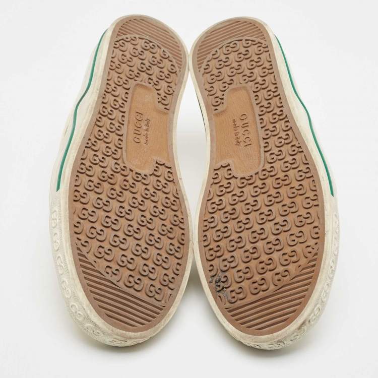 Pre Owned Gucci Cream Canvas Tennis 1977 Sneakers Size 42