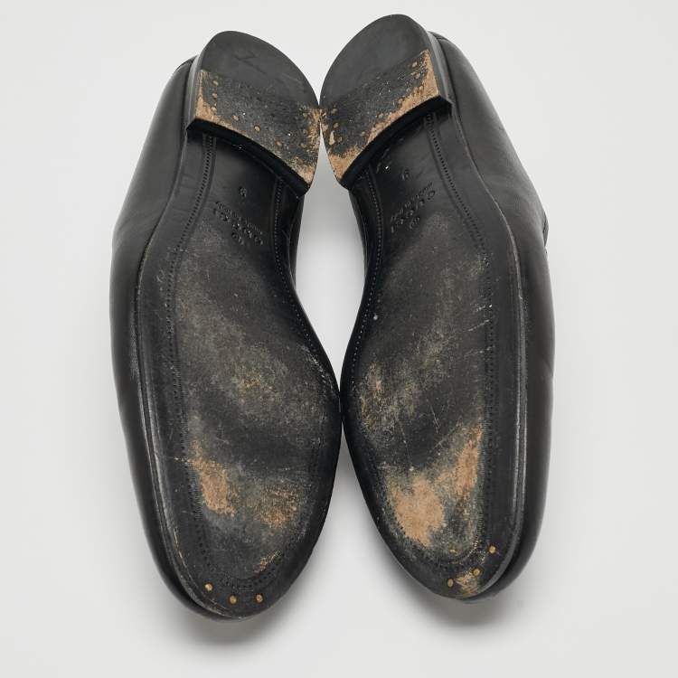 مملوكة مسبقًا Gucci Black Leather Embroidered Kingsnake Brixton Horsebit Loafers Size 43