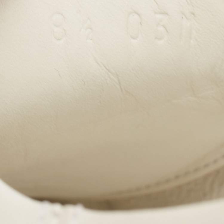 Pre Owned Gucci White Leather Ace Web Low Top Sneakers Size 42.5