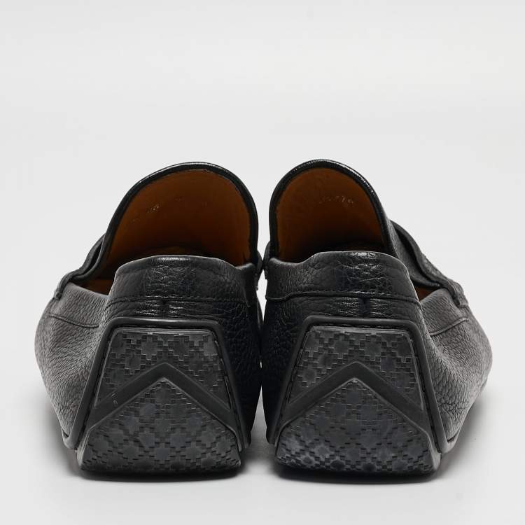 Pre Owned Gucci Black Leather Slip On Loafers  Size 43