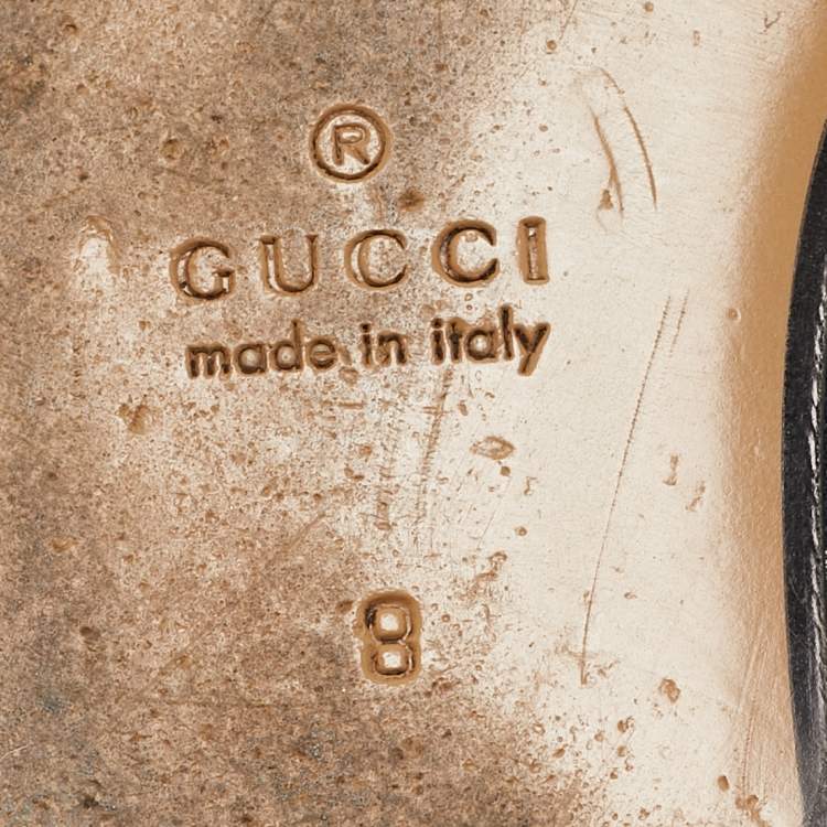 Pre Owned Gucci Navy Blue/Red Diamond GG Canvas and Fur Princetown Flat Mules Size 42