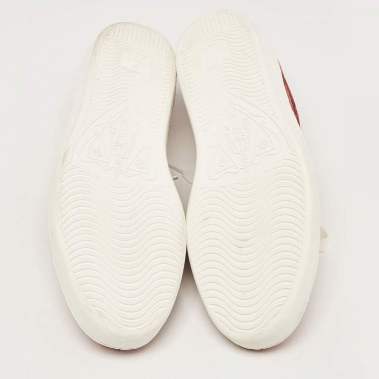 Pre Owned Gucci Red Guccissima Leather Ace Sneakers Size 41.5