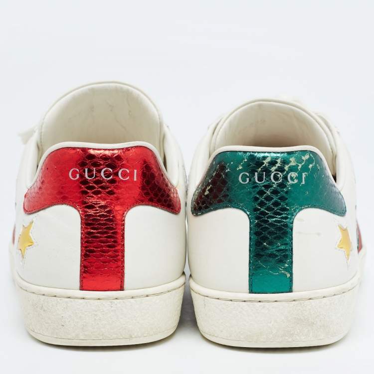Pre Owned Gucci White Leather Star Ace Low Top Sneakers Size 41