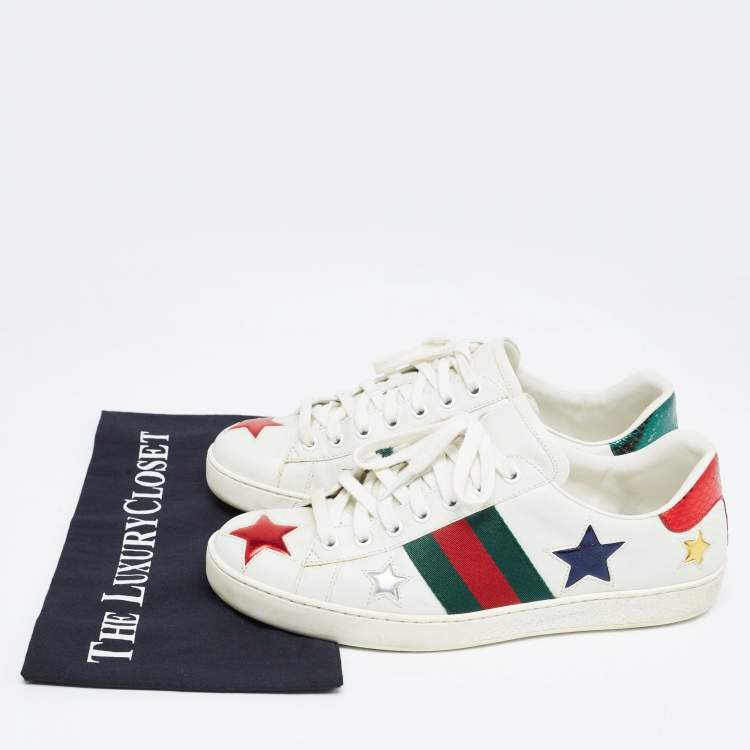 Pre Owned Gucci White Leather Star Ace Low Top Sneakers Size 41