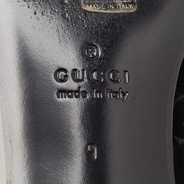 مملوكة مسبقًا Gucci Black Guccissima Velvet And Leather Loafers Size 43