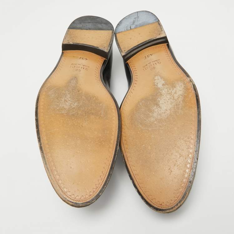 Pre Owned Gucci Black Leather Lace Up Oxfords Size 43