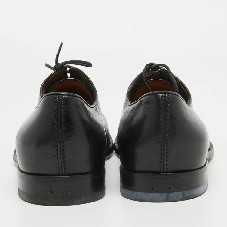 Pre Owned Gucci Black Leather Lace Up Oxfords Size 43