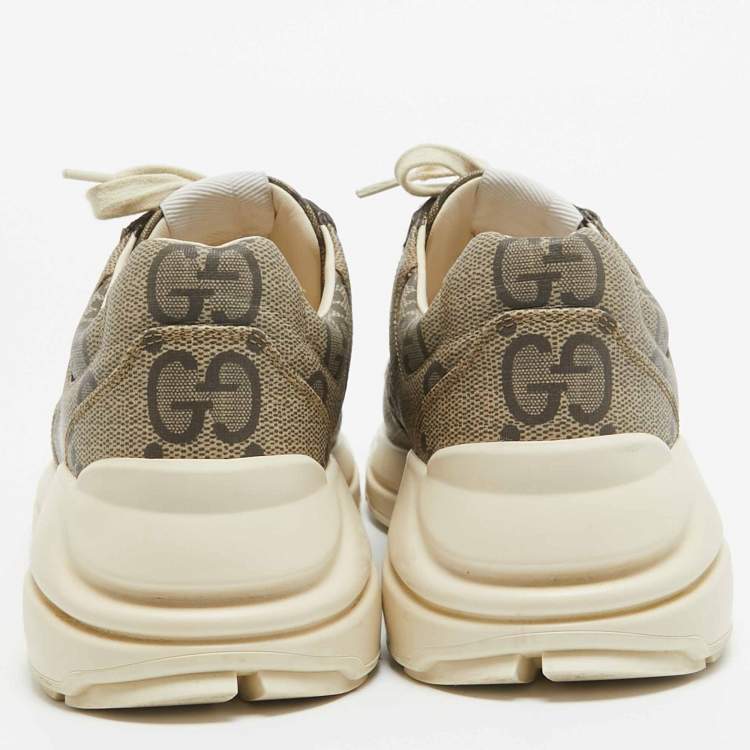 Pre Owned Gucci Brown GG Supreme Canvas Rhyton Sneakers Size 40.5 