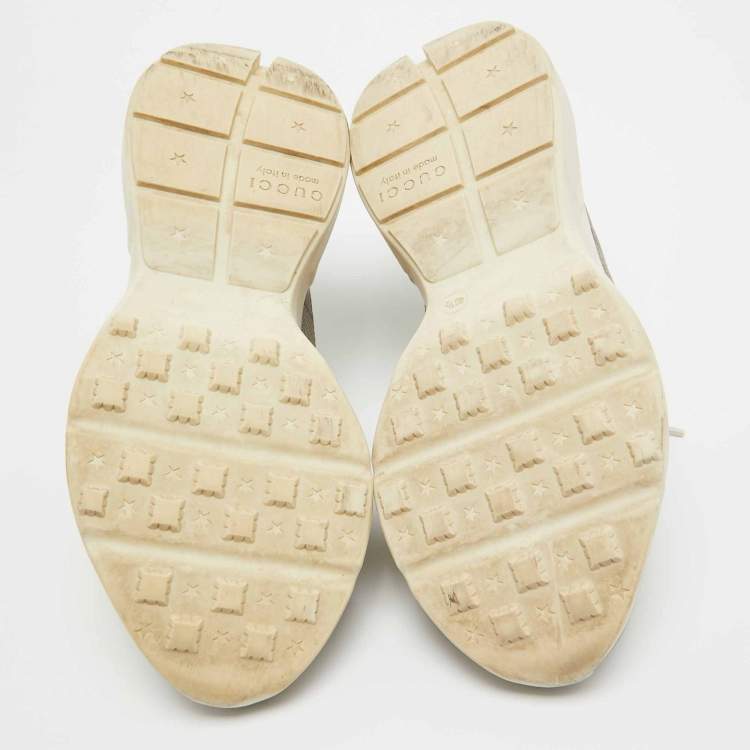 Pre Owned Gucci Brown GG Supreme Canvas Rhyton Sneakers Size 40.5 