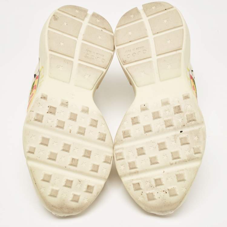 مملوكة مسبقًا Gucci Cream Leather Rhyton Logo Low Top Sneakers Size 40