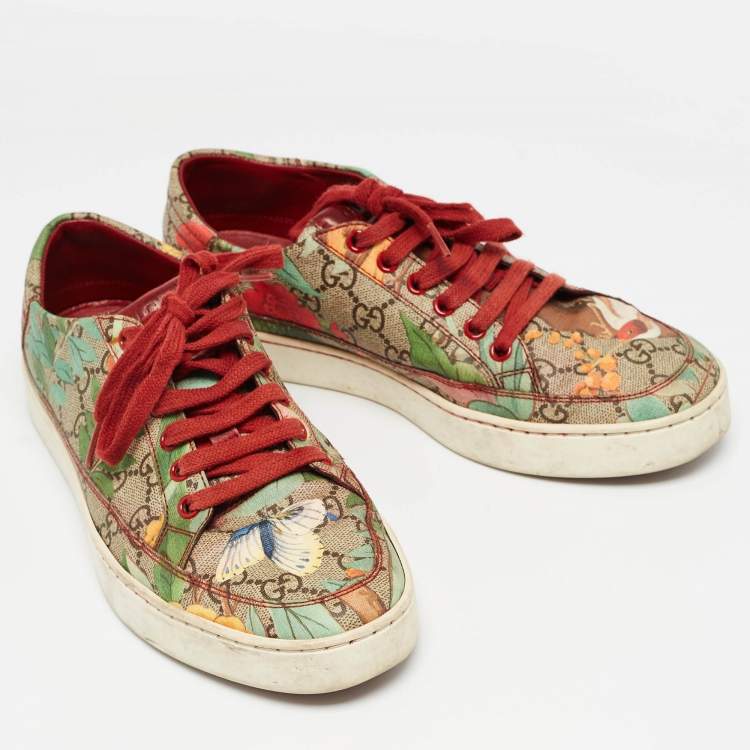 Pre Owned Gucci Multicolor Canvas Tian Low Top Sneakers Size 40.5
