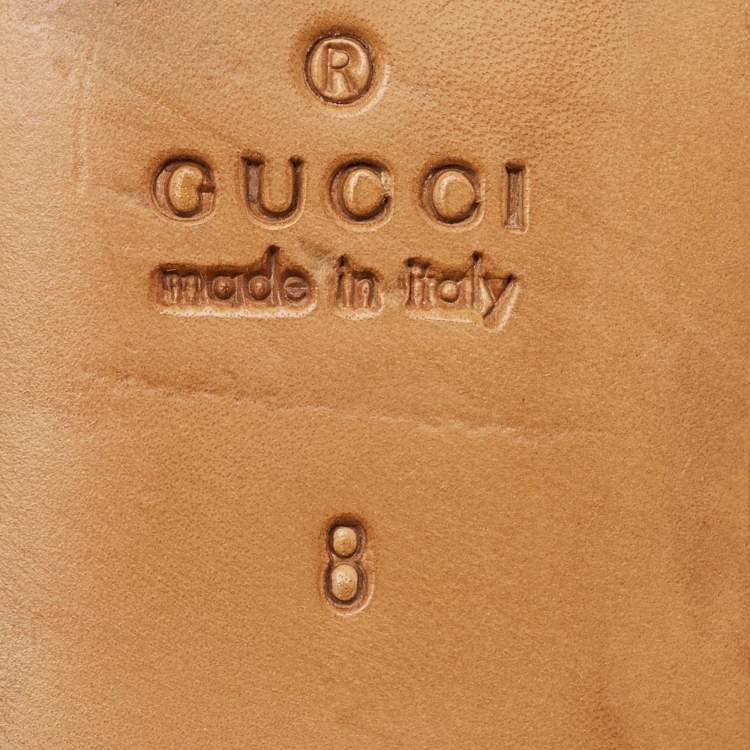Pre Owned Gucci Brown Leather Slip On Loafers Size 42