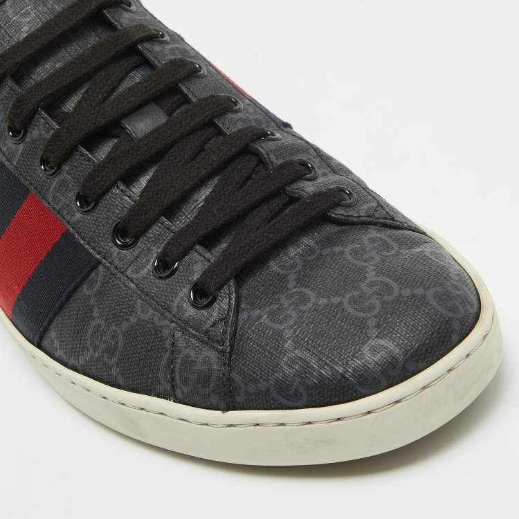Pre Owned Gucci Two Tone GG Supreme Canvas Ace Sneakers Size 43