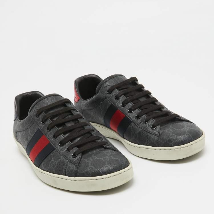 Pre Owned Gucci Two Tone GG Supreme Canvas Ace Sneakers Size 43