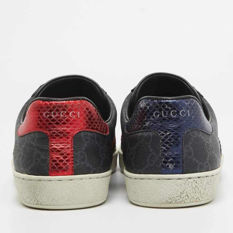 Pre Owned Gucci Two Tone GG Supreme Canvas Ace Sneakers Size 43