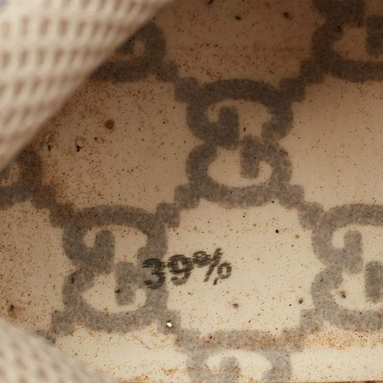 Pre Owned Gucci Cream Mesh and Leather Flashtrek Sneakers Size 39.5