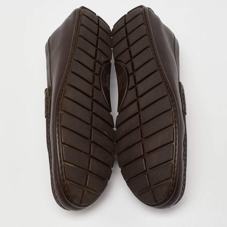 Pre Owned Gucci Brown Guccissima Leather Slip On Loafers Size 42