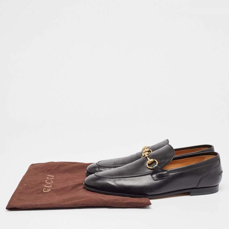 مملوكة مسبقًا Gucci Black Leather Jordaan Loafers Size 42