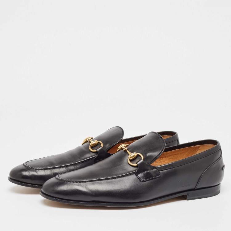 مملوكة مسبقًا Gucci Black Leather Jordaan Loafers Size 42