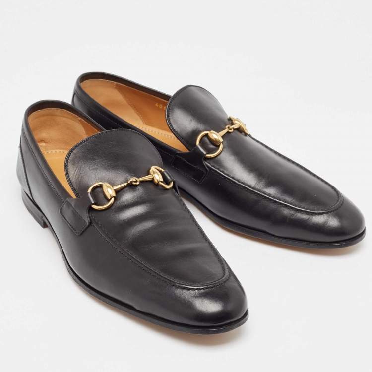 مملوكة مسبقًا Gucci Black Leather Jordaan Loafers Size 42