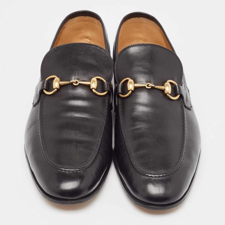 مملوكة مسبقًا Gucci Black Leather Jordaan Loafers Size 42