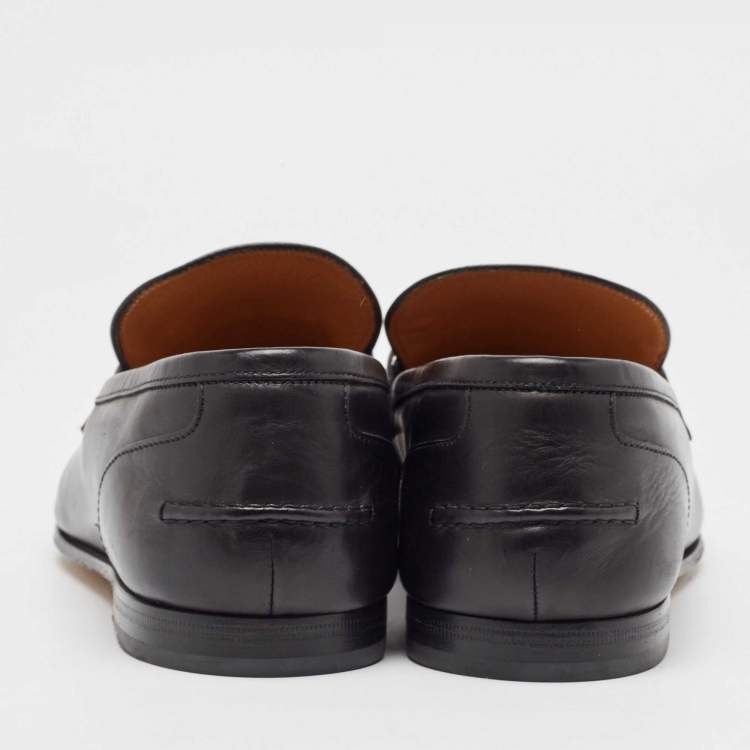مملوكة مسبقًا Gucci Black Leather Jordaan Loafers Size 42