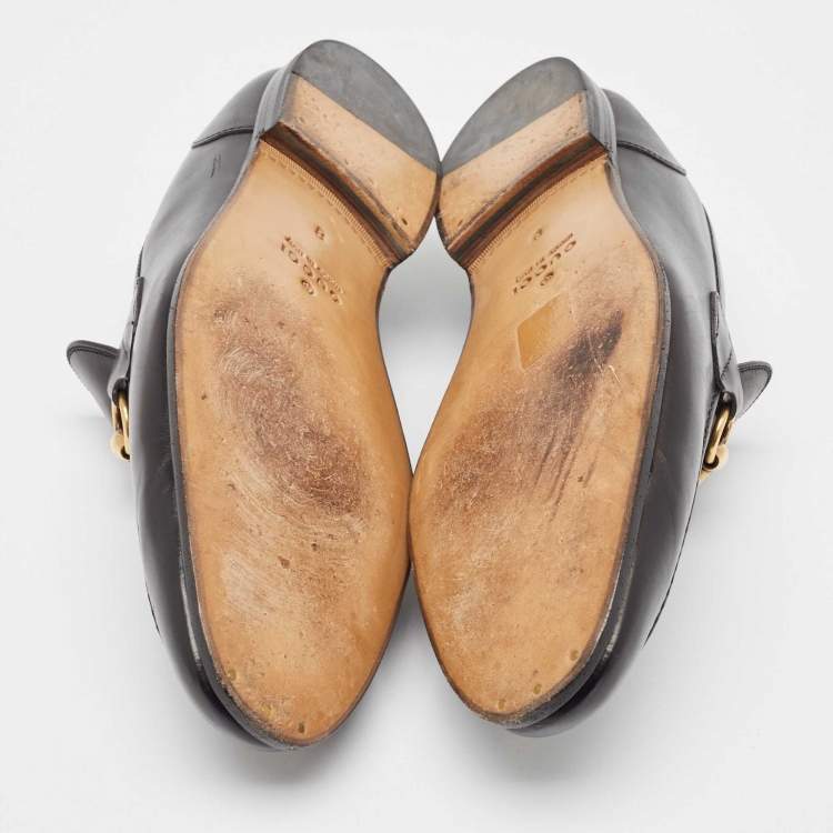 مملوكة مسبقًا Gucci Black Leather Jordaan Loafers Size 42