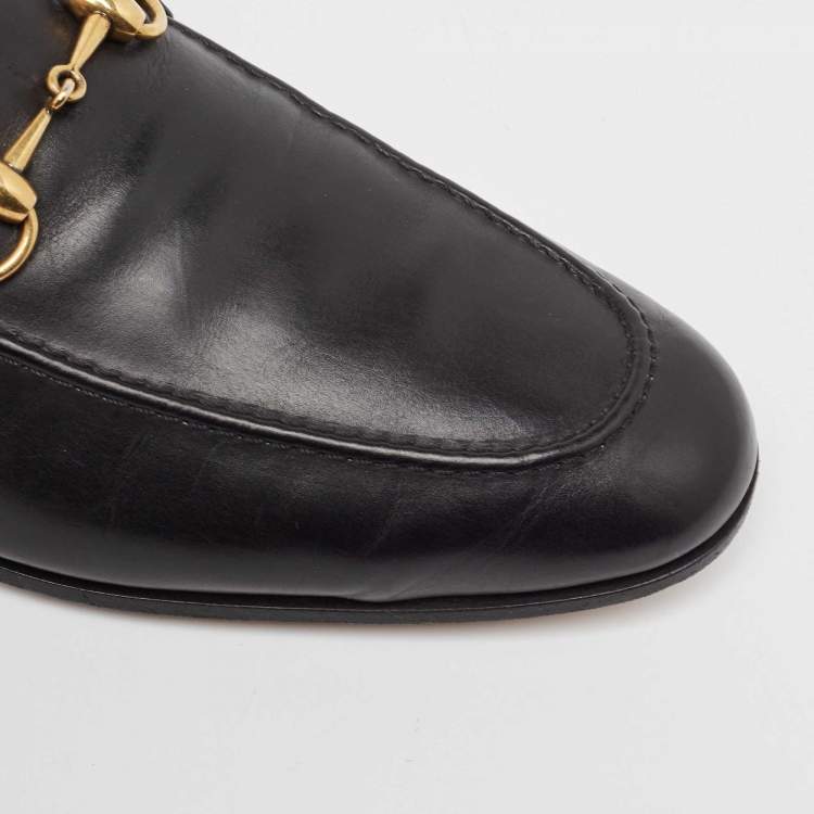 مملوكة مسبقًا Gucci Black Leather Jordaan Loafers Size 42
