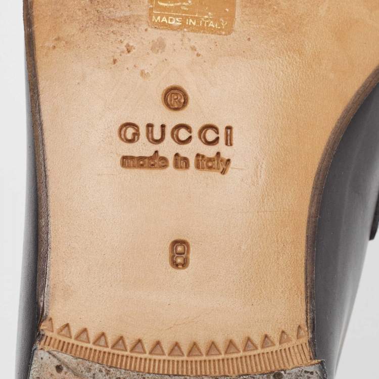 مملوكة مسبقًا Gucci Black Leather Jordaan Loafers Size 42