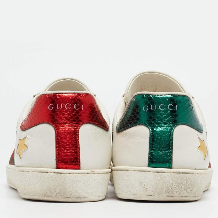Pre Owned Gucci White Leather Star Ace Low Top Sneakers Size 45