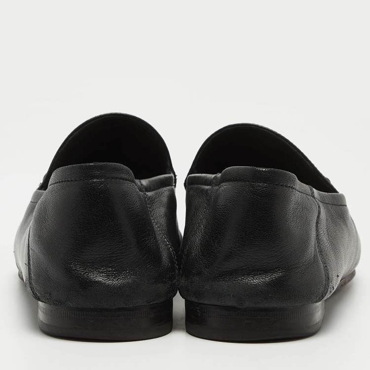 Pre Owned Gucci Jordaan Black Leather Slip On Loafers Size 42.5