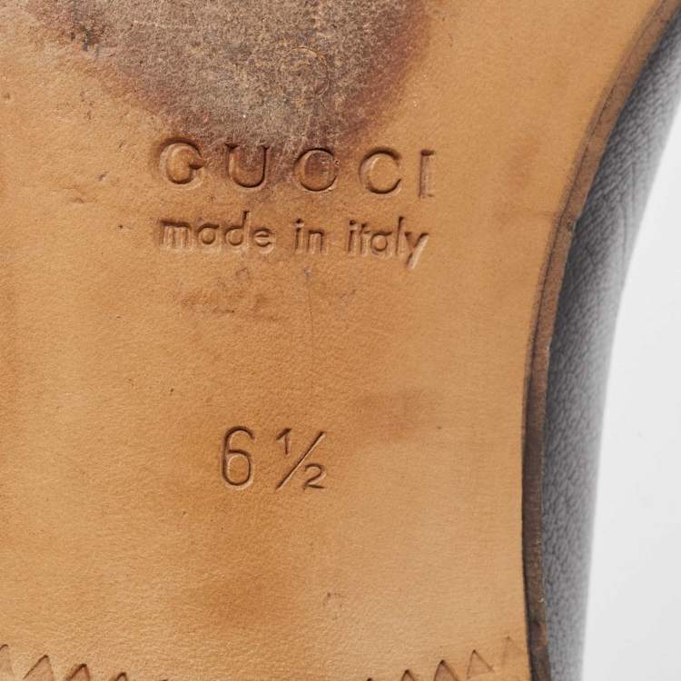 Pre Owned Gucci Black Leather GG Web Loafers Size 40.5